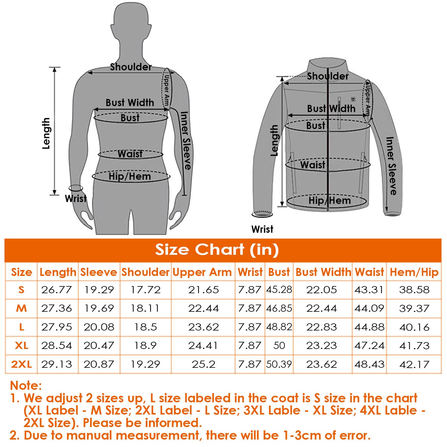 1Pc Heated Jacket Electric Heating Coat Lightweight Winter Hooded Jacket With 3-Level Heating Modes 8 Heating Zones Detachable Zipper Hood