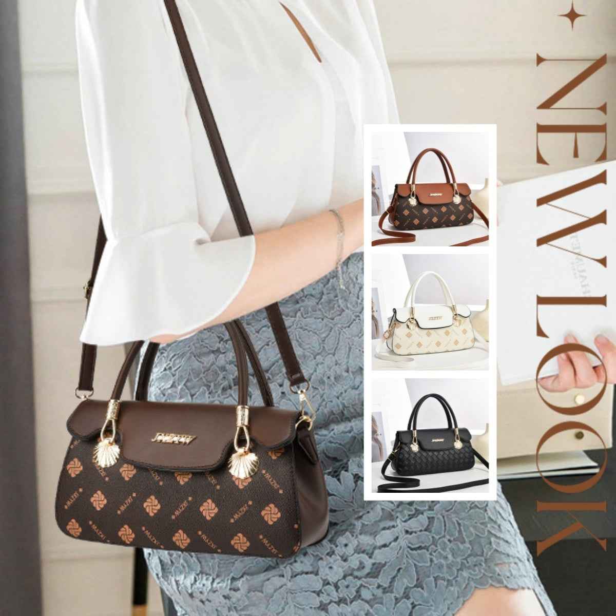 Vintage Exquisite Letter-printed Women's Handbag Fashion Printed Casual Simple Handbag Women's Cross-body Bag